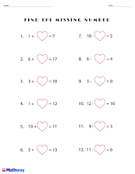 Find The Missing Number Math Worksheet Math Worksheet Learning Mathematics Math Worksheets