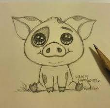 For the right side of the hair, use longer, wavier lines. Moana Pig Drawing Easy Google Search Easy Drawings Moana Drawing Animal Drawings