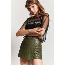 Forever21 Faux Leather Mini Skort 20 Liked On Polyvore Featuring Skirts Mini Skirts Olive Forever 21 Mini Skirt Full Leng Mini Skirts Clothes Fashion
