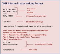 Cbse Informal Letter Format In 2020 Informal Letter Writing Letter Writing Format Letter Writing Examples