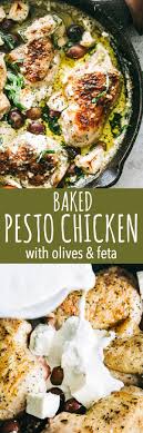 Baked Pesto Chicken With Olives And Feta Tender Flavorful And Juicy Baked Chicken Cooked In A Baked Pesto Chicken Chicken Pesto Recipes Chicken With Olives