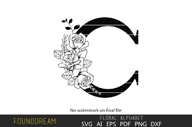 The free cut files include one.zip file with: Floral Alphabet C Letter Graphic By Foundream Creative Fabrica