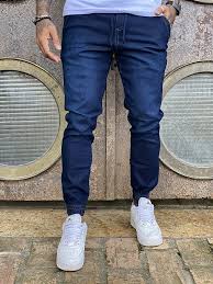 CALÇA JOGGER JEANS ESCURO