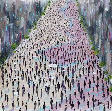 Oil Painting Abstract Landscape Figures Protest Protester Resistance Cityscape Anti Trump Crowd City Oil Painting Abstract Original Canvas Art Abstract