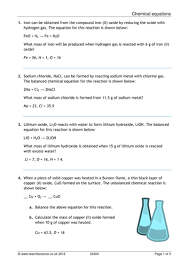 To balance a chemical equation, enter an equation of a chemical reaction and press the balance button. C1 2 Chemical Equations New Aqa 2018 Teaching Resources