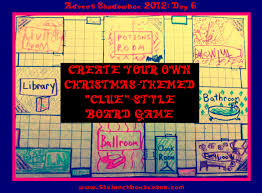 Create your own game board. Advent Shadowbox 2012 Day 6 Create Your Own Christmas Themed Clue Style Board Game The Lunchbox Season