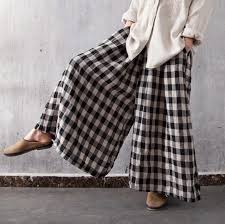 Black And White Pants Womens Boho Wide Checkered Pants In 2020 Wide Leg Linen Pants Fashion Pants Black And White Pants