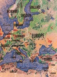 Weird map of Europe from a coffee shop in Victoria : rMapPorn