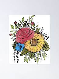 Engraving drawing illustration of big sunflower wall mural, premium canvas wall murals for residential and commercial use, from limitless walls. Sunflower Rose Poster By Monjaro In 2021 Roses Drawing Flower Drawing Sunflower Drawing