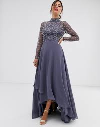 Asos Design Sukienka Maxi Z Zdobionym Stanem I Kopertowa Spodnica Asos Long Sleeve Bridesmaid Dress Asos Maxi Dress Tall Maxi Dress