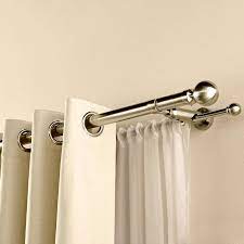 Satin Silver Duo Curtain Pole Curtains Double Rod Curtains Curtain Decor