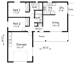Main Floor Plan For 10140 Adu Small House Plan 2 Bedroom 2 Bathroom 1 Car Garage Garage House Plans Bedroom House Plans Three Bedroom House Plan
