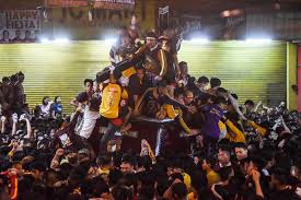 The wooden statue was carved by an unknown mexican sculptor from a dark wood in the 16th century in. Black Nazarene Procession Rites Drew 4 Million Faithful Police Abs Cbn News