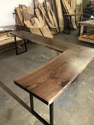The porterfield desk features a stunning, sculpted tabletop made from solid acacia wood. L Shaped Desks Made From Your Choice Of Live Edge Slabs Etsy In 2021 Live Edge Wood Desk Live Edge Desk Live Edge Wood Projects