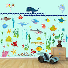 Savannah under sea 20x12 wall peel. Decalmile Under The Sea Wall Decals Rainbow Fish Ocean Wall Stickers Kids Baby Nursery Bedroom Bathroom Wall Decor Baby Products Nursery Clinicadelpieaitanalopez Com