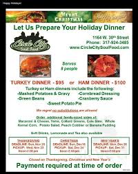 In my extended southern family, christmas dinner is always a near duplicate of our thanksgiving dinner with the addition of seafood dishes, but even in the south. Circle City Soul Food Menu In Indianapolis Indiana Usa
