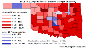 Maps 2012 And 2016 Oklahoma Presidential Results Compared Muskogeepolitico Com