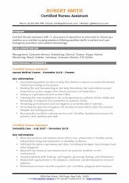 certified nurse assistant resume