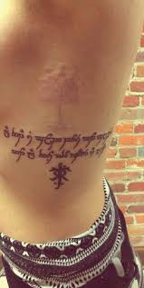 Because elvish is the most beautiful language of all. All That Is Gold Does Not Glitter Not All Those Who Wander Are Lost In Elvish With Tolkien Logo And The White Tree Of Gond Tattoos Geek Tattoo Clever Tattoos