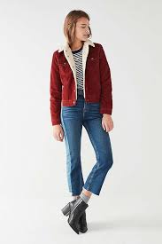 Levi S Sherpa Denim Jacket Jacket Outfit Women Red Corduroy Jacket Corduroy Sherpa Jacket