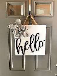 Choose a size and edge style (see image #4 for the difference in edges) from the drop down menu on. Front Door Sign Wood Door Hanger Door Decoration Front Door Decor Square Sign Black And White Decor Door Sign Hello Doo Front Door Decor Decor Diy Decor