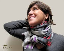 Pañuelo unisex hombre mujer de lana y seda con diseño rayas clásico