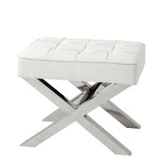 Black And White Ottoman Stool White Leather Ottoman Eichholtz Beekman Place White Leather Ottoman Leather Ottoman Tufted Ottoman
