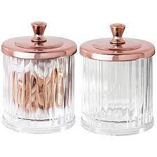 A wide variety of glass jar lid bathroom options are available to you, such as project solution capability, design style, and material. Mdesign Bathroom Vanity Glass Storage Organizer Canister Apothecary Jars For Bath Accessory Sets Home Garden Worldenergy Ae