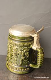 Chope A Biere Original Bmf Biereseidel Ceramique Couvercle Etsy Beer Steins Glassware Vintage