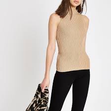 Heyoungirl summer casual sleeveless tank tops women milkmaid white ruched crop top tees fashion basic croptop related search: Beige Ribbed High Neck Top Knit Tops Knitwear Women High Neck Top Knitwear Women Knit Top