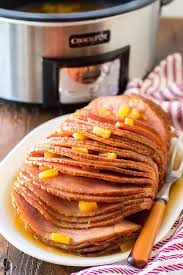 Spread brown sugar mixture all over ham and place, flat side down, in slow cooker. Crock Pot Brown Sugar Pineapple Ham Recipe Slow Cooker Ham