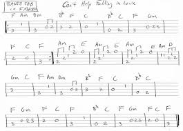 Ukulele Songs Cant Help Falling In Love Can T Help Falling In Love Banjo Tab Vocal Melody In F Major Banjo Tabs Banjo Music Cant Help Falling In Love