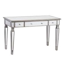 Anchor Your Home Office Or Study Ensemble In Glam Style With This Chic Writing Desk Showcasing Mirrored Panels And A Silver Desk Mirror Writing Desk Furniture