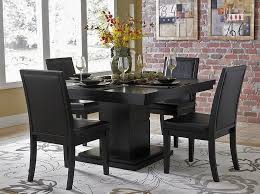 A curved pedestal base forms a streamlined silhouette that leads to a deeply recessed apron. Cicero Contemporary Dining Table Set Pedestal Dining Room Table Black Dining Room Table Square Dining Tables