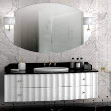 L Insieme Di Mobili Bagno Sospesi E Composto Da Una Base Sospesa In Legno Con Due Cassettoni Round Mirror Bathroom Lighted Bathroom Mirror Bathroom Lighting