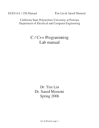 Is there a tutorial for the c + + language? Pdf Ece114 L 256 Manual C C Programming Lab Manual Karthikeyan Ar Academia Edu