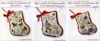 This is a single original pattern, carefully removed from an out of print magazine, book, or periodical. Christmas Stockings The Silver Needle Fine Needlecraft Materials