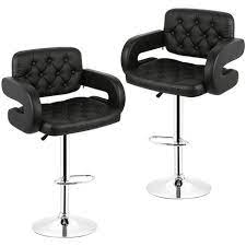 Barhocker barstuhle online sofort versandfertig bei barhockerde bestellen grosse auswahl kurze lieferzeiten kostenloser versand 2x barhocker kavala barstuhl tresenhocker mit lehne drehbar stofftextil dunkelgrau chromfuss. 2 Per Set Barhocker Barstuhl Mit Armlehne Fur Bar Und Kuche Kunstleder 360 Frei Drehbar