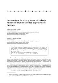Pdf Los Testigos De Vista Y Letras El Paisaje Mixteco En Fuentes De Los Siglos Xvi Xviii Mexico