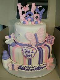 Butterfly Pink And Purple Baby Shower Cake Baby Shower Cakes Girl Baby Shower Purple Pink Baby Shower Cake
