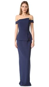 Buy It Now Black Halo Raya Gown Navy An Asymmetrical Neckline Lends Unique Edge To This Off Shoulder Black Halo Gown A Peplum Traces The Waist And Flexibl