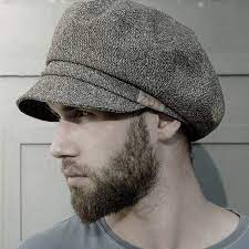 Handmade Grey Wool Mens Cap In Tweed Fabric Newsboy Cap Mens Caps Hats For Men