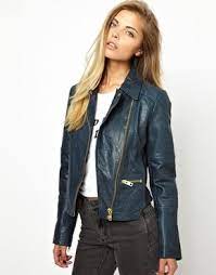 Asos Curved Hem Leather Jacket Blue Leather Jacket Outfit Leather Jacket Asos Leather Jacket
