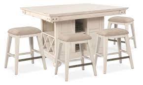 Counter height kitchen island table. New Haven Counter Height Kitchen Island And 4 Backless Stools White In 2021 Backless Stools Kitchen Island Table With Stools Kitchen Island Table