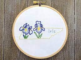 Iris Flower Embroidery Design Tennessee Embroidery Hand Etsy Hand Embroidery Pattern Embroidery Patterns Embroidery Flowers