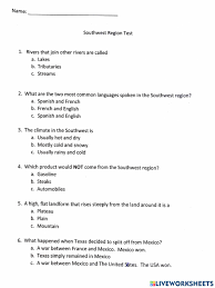 50 states list regions learn your states list by region and mnemonic. Southwest Region Worksheet