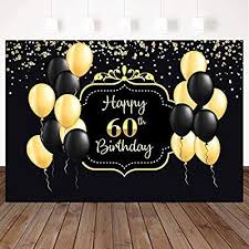 60th Birthday Banner With Picture Mehofoto Happy 60th Birthday Backdrop Black Yellow Balloon Background Gold Light Spot Decoration 7x 60th Birthday Decorations 60th Birthday Cards 60th Birthday