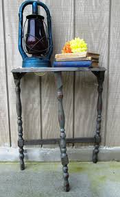 Antique Solid Wood Three Legged Table Half Moon Shabby Chic Side Table Painted Grey Shabby Chic Side Table Antique Table Living Room Entertainment Center