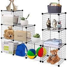 diy 12 cube grid wire shelves bookcase storage slim bathroom