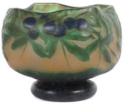 Vase Prunelles Daum Freres Cie Verreries De Nancy Um 1895 1900 Farbloses Glas Mit Orangefarbenen Und Grunen Pulvereinschmelzun Daum Art Nouveau Art Deco